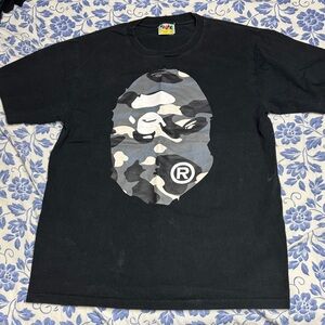 Bape Black Tee with Gray Camo Ape Head